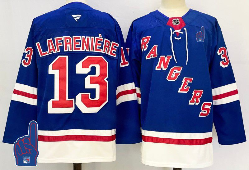 Men New York Rangers 13 Lafreniere Blue Fanatics 2025 NHL Jersey style 5
